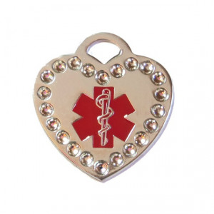 Medalion personalizat Inima Medical Swarovski, gravare inclusa