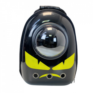 Rucsac hublou transport pisici oval negru cu fata angry
