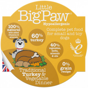 Little BigPaw Traditional Turkey Vegetable Dinner Hypoallergenic 85g
