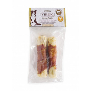 Recompense caini VIKING ROLL DIN PIELE CU MADUVA 14CM 2BUC