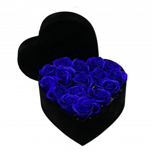 Aranjament floral inima cu trandafiri de sapun Special S, albastru
