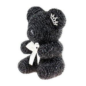 Diamond Teddy Bear negru 20 cm, decorat manual cu cristale, cutie cadou