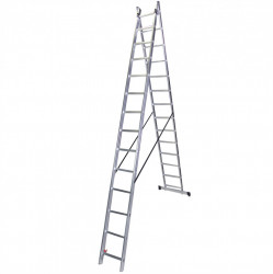 Scara dubla aluminiu, 2×14 trepte, 386 cm