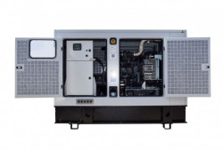 Generator de curent insonorizat stationar - industrial Genmac, Gama King, model G60IS, trifazic 400 V, putere 66 kVA, motor Fpt-Iveco 79 cp. diesel