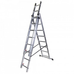 Scara tripla din aluminiu 8 trepte, 2.25 m aluminiu Bisonte