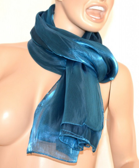 SCIARPA donna AZZURRO COBALTO maxi foulard pashmina metallizzata SCIARPETTA tinta unita scarf 15