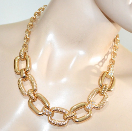 COLLANA oro dorata collier girocollo donna catena anelli strass cerimonia G30
