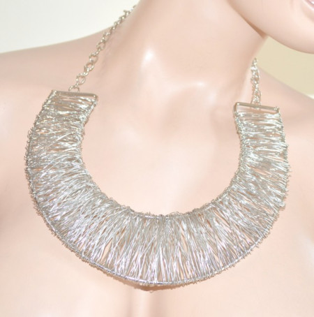 Collana donna argento girocollo multi fili rigido sexy collarino collier 115