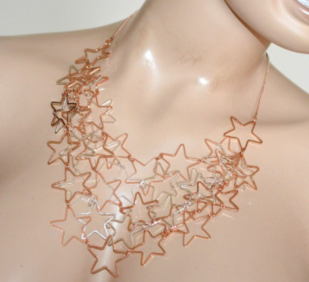 COLLANA donna ciondoli stelle oro rosa argento platino girocollo charms collier GP30