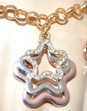 BRACCIALE donna ciondoli stelle argento oro rosa dorato strass regalo bigiotteria F260