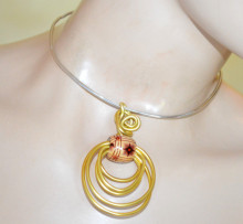 Collana donna ciondolo oro dorato girocollo argento pietra beige collier choker necklace CX100