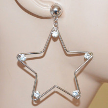 Orecchini Argento donna stelle pendenti lunghi strass cristalli silver star earrings X85