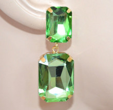 Orecchini donna cristalli verde smeraldo pendenti oro dorati eleganti cerimonia earrings CX24