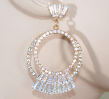 ORECCHINI ORO donna cerchi dorati strass cristalli brillanti elegante earrings круги D9