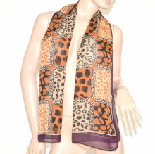 Stola donna foulard marrone bronzo sciarpa coprispalle scialle velato leopardato maculato M62