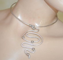 Collana donna argento ciondolo girocollo collarino sfere collier choker necklace ketting CX75