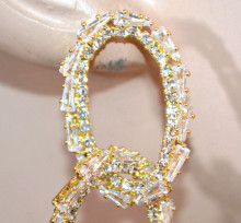 ORECCHINI donna ORO cerchi ovali anelli strass cristalli brillanti dorati crystal earrings D12