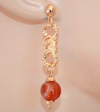 Orecchini oro dorato donna pietre Ambra pendenti ciondoli earrings Ohrringe X45