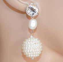 Orecchini perla donna argento perline bianche pendenti ciondolo sposa earrings D111