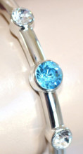 BRACCIALE argento donna cristalli blu azzurri celesti rigido elastico strass elegante V7
