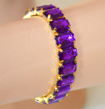 Bracciale cristalli viola donna elastico a molla oro estensibile bracelet armband X95