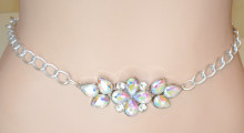 Cintura gioiello donna cristalli boreali argento catena anelli diamantati ceinture chain belt CX84