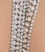 Collana lunga argento donna fili strass cristalli brillantini laccio collier catena chain necklace X30