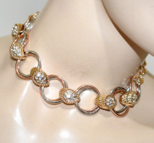 COLLANA oro dorata donna anelli argento rosato strass collier cerimonia G20