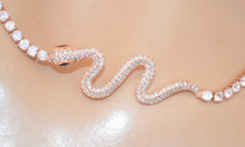 Collana oro rosa donna serpente strass girocollo collarino cristalli collier choker necklace X35