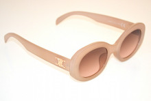 Occhiali da sole donna beige safari marrone taupe logo oro lenti ovali sunglasses C81