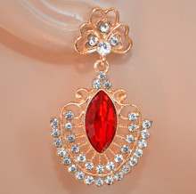 Orecchini rossi donna oro pendenti cristallo goccia strass trasparenti earrings AX36