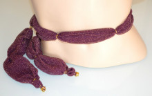 Cintura donna fusciacca viola prugna brillantini oro dorata elastica lurex belt Gürtel NX21