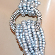 COLLANA ARGENTO donna anelli girocollo multi fili perline corallini strass collier S28
