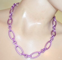 Collana girocollo donna viola lilla glicine catena anelli ovali collier chain necklace C2
