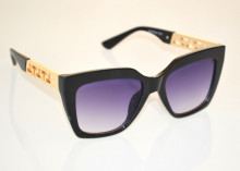 Occhiali da sole donna neri aste oro dorate lenti sfumature sunglasses W102