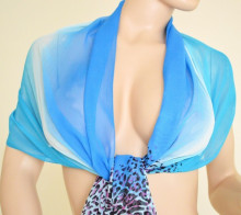 STOLA donna azzurro celeste turchese foulard scialle velato coprispalle sciarpa maculata M59