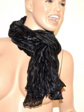Stola nera donna 50% seta maxi foulard coprispalle scialle metallizzato sciarpa 115