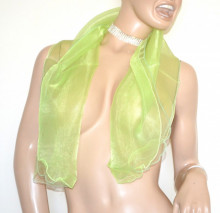 FOULARD VERDE FLUO velato coprispalle donna trasparente sciarpa mini stola scarf G66