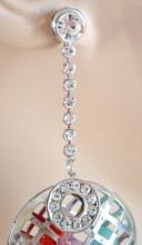 ORECCHINI donna argento pendenti filo strass cristalli brillantini earrings H39