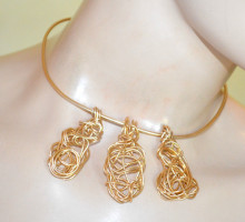 Collana oro donna dorata ciondoli pendenti multi fili collare collier semi rigido choker Halskette CX97