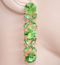 Orecchini donna oro cristalli verdi gocce tondi pendenti strass eleganti crystal earrings W15