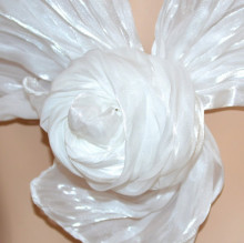 Stola bianca donna 50% seta foulard scialle maxi coprispalle sciarpa sposa matrimonio 115