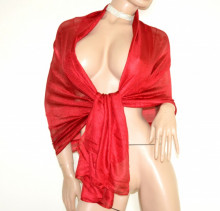 STOLA rosso donna maxi foulard scialle coprispalle elegante cerimonia tinta unita G80