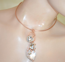 Collana donna ciondolo cristalli cuore girocollo oro rosa collarino collier necklace C15