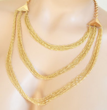 COLLANA donna oro dorata girocollo multi fili elegante cerimonia collier colar A41
