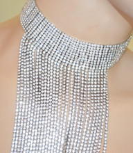 Collana girocollo argento strass donna collarino multifili cristalli collare collier elegante C55