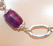 Collana lunga donna argento pietre viola blu girocollo catena anelli collier necklace M98