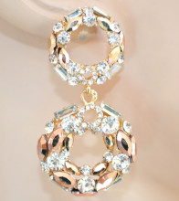 ORECCHINI donna ORO cristalli gocce pietre rosa strass eleganti cerchi pendenti dorati 103X