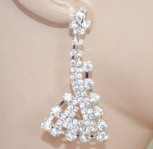 ORECCHINI donna pendenti ARGENTO strass brillantini cristalli trasparenti earrings F240