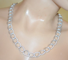 Collana donna argento platino girocollo catena anelli diamantata collarino collier chain ketting C4